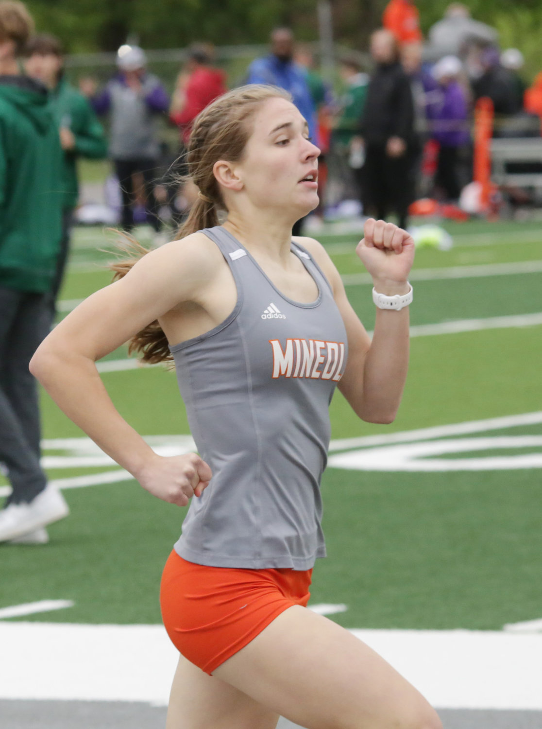 Mineola freshman Raylie Peebles became the 400-meter dash and the 800-meter run champion at last week’s Yellowjacket Relays.